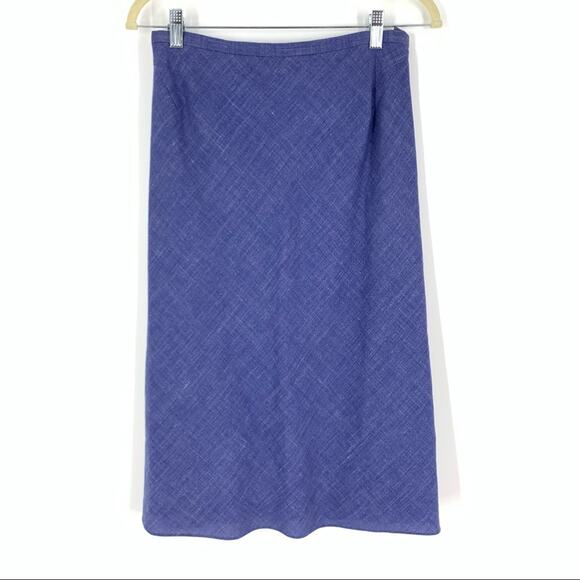 Vintage Danes Blue Chambray Midi Skirt Small - Picture 1 of 8